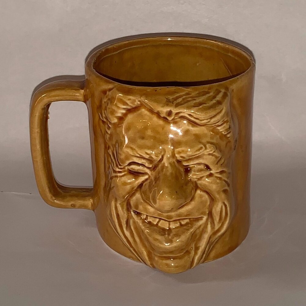 Vintage Ronald Reagan 3D Caricature Face Ceramic Mug Cup (4" tall) **RARE**
